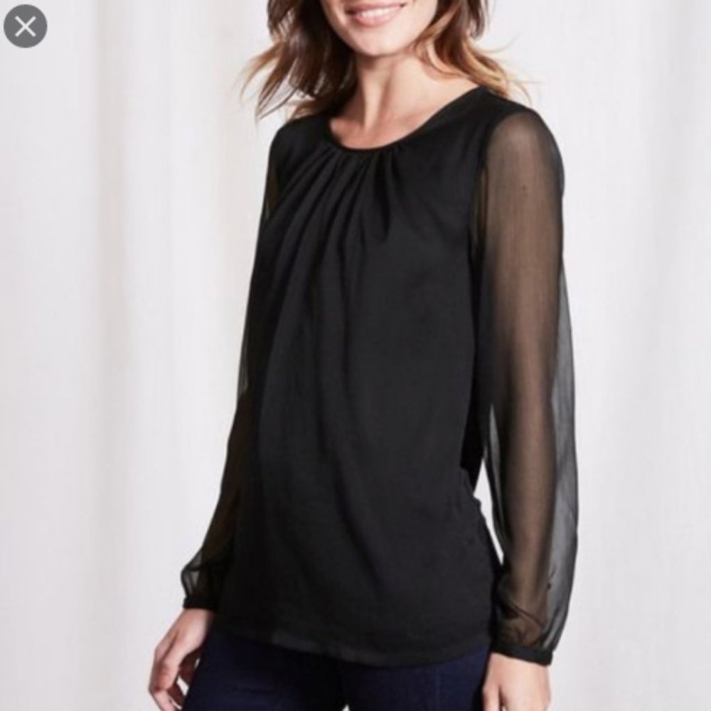 Boden Navy Sheer Sleeves Top Small